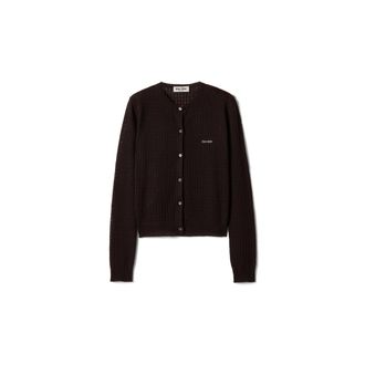 Miu Miu Cashmere And Silk Cardigan, Woman, Dark Brown, Size 36