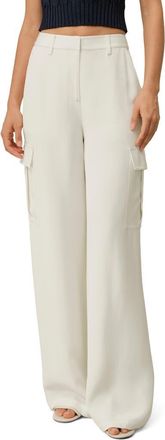 LilySilk White Silk Crepe Cargo Pant in Natural White at Nordstrom, Size 10