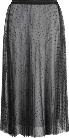 Red Valentino Sheer Midi Jurk - Dames - Midirokken - Zwart - XS - Polyester - Rokken