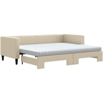 vidaXL Vidaxl - Sof&aacute; Cama Nido Con Colch&oacute;n Tela Crema 80x200 Cm
