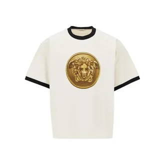 Versace Cotton T-shirt with Medusa Coin print Man XL