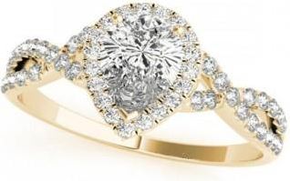 Allurez Twisted Pear Diamond Engagement Ring 14k Yellow Gold (1.00ct)