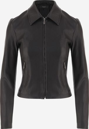 Gucci Womens Leather Jacket Brown Lambskin