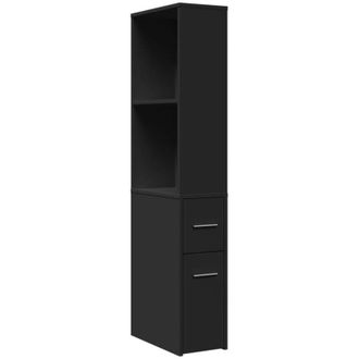 vidaXL Narrow Bathroom Cupboard with Wheels Black Engineered Wood vidaXL