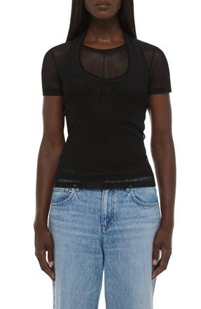 Helmut Lang Layered Mesh Top in Black at Nordstrom, Size Xx-Small