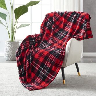 OEM [mai Usato]coperta In Pile Per Letto O Divano, In Flanella A Quadri, Adatta A Tutte Le Stagioni, 127 X 150 Cm, Rosso/grigio