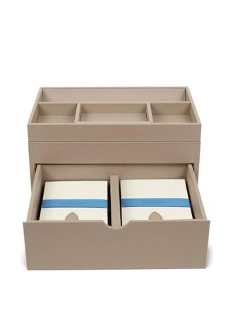 Smythson leather stationery organiser (28cm x 16.5cm x 19cm) - Brown