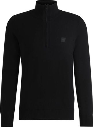 HUGO BOSS Kanobix Trui met Halve Rits - Heren - Truien - Zwart - Maat: 2XL Katoen