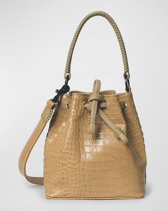 Callista Crafts Micro Croc-Embossed Drawstring Bucket Bag