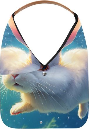 Generic Lovely Rabbit Swims Underwater Reusable Lightweight Grocery Bags - Foldable Into Compact Pouch, Washable & Sturdy, Multipurpose for Shopping and Trave