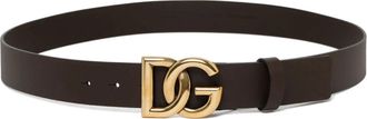 Dolce & Gabbana Donkerbruine Logo Gesp Riem - Heren - Riemen - Zwart - 100 CM - Leer - Accessoires