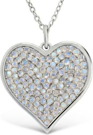 Sterling Forever Sterling Silver Moonstone Heart Pendant Necklace at Nordstrom