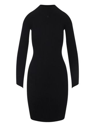 Courrèges ribbed high-neck dress - Black