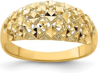 Diamond2Deal 14k Yellow Gold Diamond-cut Mini Diamond Pattern Dome Ring