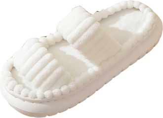 Generic Womens Winter Slippers, Plush Felt Slippers, Non-Slip Comfortable Flat Cuddly House Slippers with Soft Rubber Sole, Cuddly Slippers, Cotton Shoes, Ind