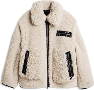 Desigual Faux Shearling Bomber Jacket in Beige at Nordstrom, Size Medium