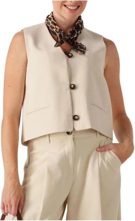 Moss Copenhagen Korte Michelle Vest Beige - Dames - Gillet - Beige - L - Kostuums