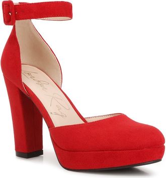 London Rag Inigo Interchangeable Ankle Strap Platform Pump in Red at Nordstrom Rack, Size 6