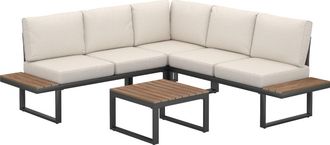 TecTake Conjunto de sal&oacute;n de jard&iacute;n 4 piezas y estructura de aluminio, negro