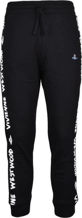 Vivienne Westwood Relaxed Fit Black Cotton Track Trousers with Signature Branding