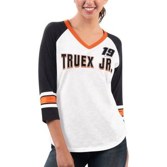 G-III 4Her by Carl Banks Womens G-III 4Her by Carl Banks White/Black Martin Truex Jr Top Team V-Neck 3/4 Sleeve T-Shirt at Nordstrom, Size Small