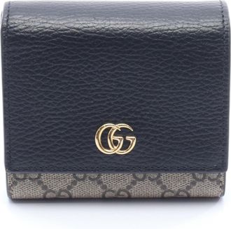 Gucci Beige Black Brown Coated Canvas Leather Wallet (Bi-Fold) (Pre-Owned)