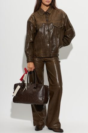 Golden Goose Leather Jacket, Womens, Brown