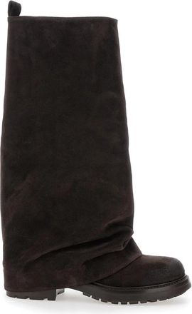 Strategia Opgevouwen Bruine Laarzen - Dames - Hoge Laarzen - Bruin - 37 1/2 EU - Leer - Schoenen