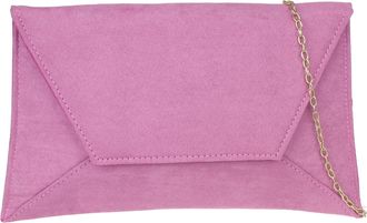 Girly HandBags Womens Plain Suede Clutch Bag Medium Dusty Pink
