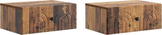 vidaXL Mesita De Noche De Pared 2 Uds. Madera Envejecida Vidaxl