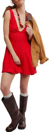 Free People Cant Help It Eyelet Embroidered Minidress in High Risk Pepper Com at Nordstrom, Size X-Large