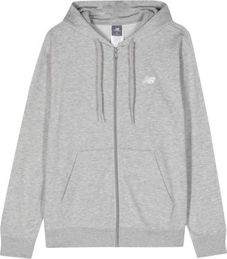 New Balance logo-embroidered zip-up hoodie - men - Cotton/Recycled Polyester - M - Grey