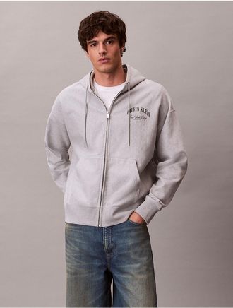 Calvin Klein Jeans Calvin Klein Mens Heritage Classic Terry Hoodie - Medium Grey - 2XL