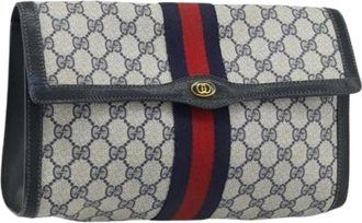 Gucci Pre-owned Vintage Clutch - Dames - Vintage Clutch - Blauw - ONE Size - Leer - Vintage