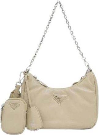 Prada Pre-owned Nappa Soft Shoulder Bag - - Pre-owned - Donna - Beige - ONE SIZE