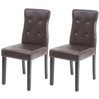 Hhg Hhg - Juego De 2 Sillas De Comedor 983, Silla De Comedor, Polipiel Marr&oacute;n, Patas Oscuras
