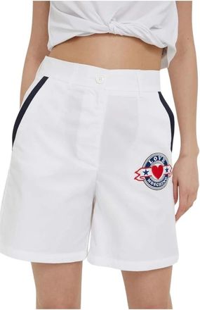 Love Moschino Shorts met logo-borduring - Dames - Korte Broeken - Wit - S - Katoen - Korte Broeken
