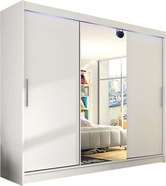 Mirjan24 Armario Closico 122, Blanco, 215x250x58cm, Puertas De Armario: Correderas, N&uacute;mero De Estantes: 0, Led
