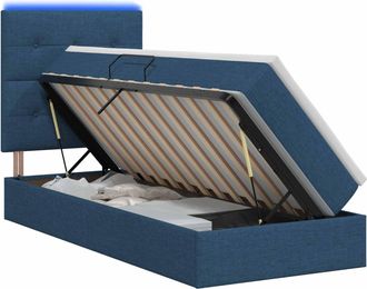 vidaXL Cama De Almacenamiento Led Con Colch&oacute;n Azul 100 X 200 Cm Tela Vidaxl