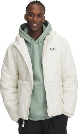 Under Armour Mens Solid Patterned Hooded Zipped Pocket Puffer Jacket in Brown - Size X-Large