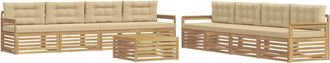vidaXL Conjunto De Sof&aacute;s De Exterior 9 Uds. Y Beige Poli&eacute;ster Vidaxl