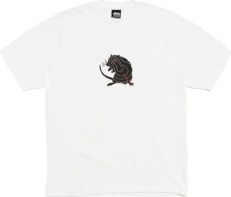 Stüssy T-shirt Long Range con stampa - Bianco