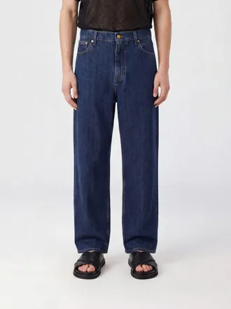 Jil Sander Jeans a gamba larga in denim di cotone a vita media