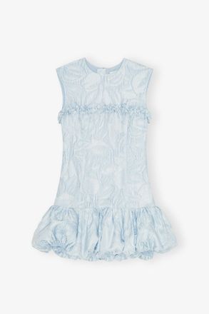 Ganni Blue Textured Cloque Corset Mini Dress - Size 10/12