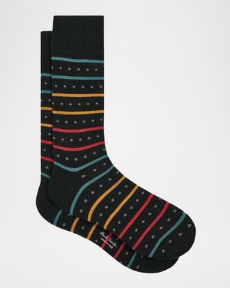Paul Smith Mens Iago Spot Stripe Cotton-Stretch Crew Socks