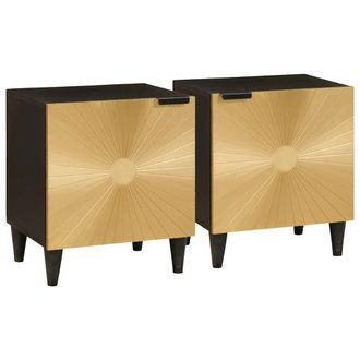 vidaXL Vidaxl Comodino 2 Pcs Nero E Oro 40 X 33.5 X 46 Cm
