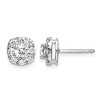 Diamond2Deal 14k Gold 1 ct Lab Grown Diamond Cushion Halo Stud Earrings VS Clarity, G-H Color