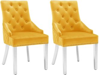 vidaXL Sillas De Comedor 2 Unidades De Terciopelo Amarillo Vidaxl