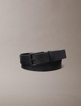 Calvin Klein Full-Grain Leather Emblem Logo Belt