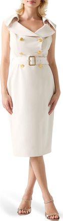 Marciano Jasmine Belted Sleeveless Blazer Dress in Ivory/rust at Nordstrom, Size 40